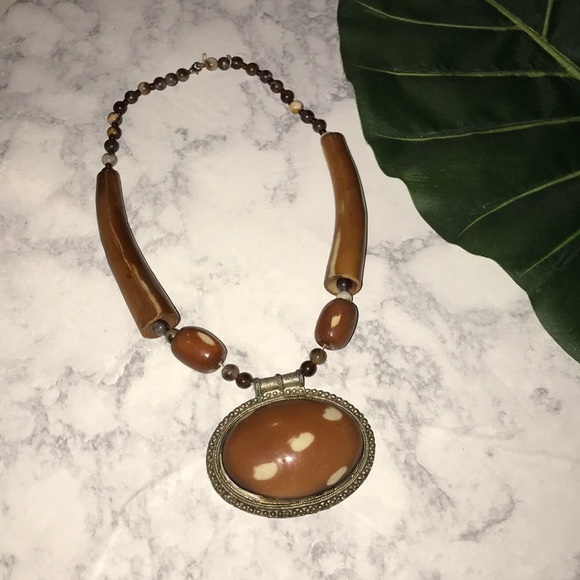 HANDMADE One-of-a-kind Wood & Metal Necklace - Picture 1 of 5